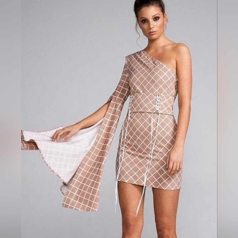 STUNNING BLUSH PINK & White Corset DRESS by Blithe SIZE Med.